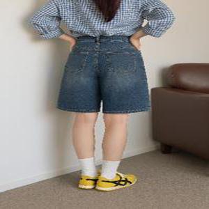 데님버뮤다팬츠 버뮤다 청반바지 하이웨스트 와이드 청바지 6부 반바지 중청 이지 CH251