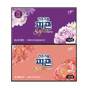 피죤 건조기용 드라이시트, 미스틱레인, 120매, 1개 + 라피에스타, 120매, 1개