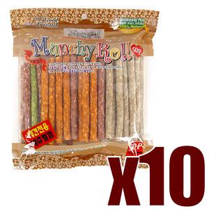 굿프랜드 네츄럴 먼치롤껌 50p x10개 칼라먼치 우유껌 이갈이 강아지 개껌