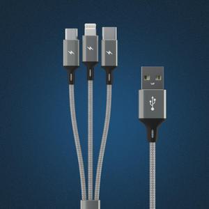 베타 3in1 아이폰 C타입 고속 멀티 충전 케이블 70cm YSC-530