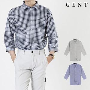 [하프클럽/겐트옴므]남성용 파스텔 체크 7부 셔츠_GS9207C
