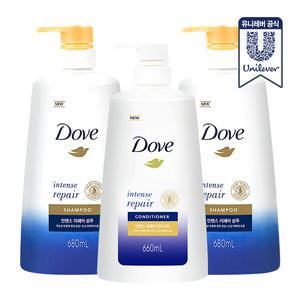 [무료배송] 도브 샴푸 680ml x2 + 컨디셔너 660ml