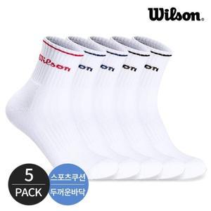윌슨 남성 스포츠 쿠션 발등메쉬 라인포인트 중목양말 5P_MX