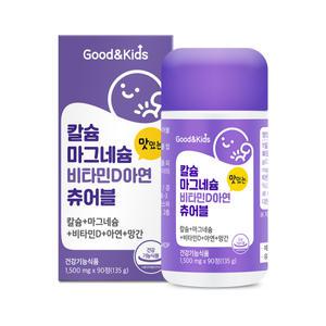 [롯데백화점]내츄럴플러스 굿앤키즈 어린이 칼슘 마그네슘 비타민D 아연 망간 츄어블 90정 1병