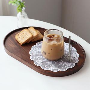 KD 우드 트레이 월넛 타원 쟁반 AA 원목 트레이 혼밥 나무 1호380