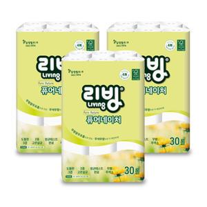 [삼정펄프] 리빙 퓨어네이쳐 25M 30롤x3팩