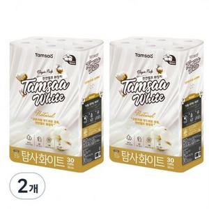 탐사 화이트 천연펄프 3겹 롤화장지 30m, 30개입, 2개 one option