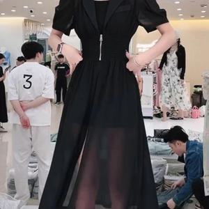 여성바지 블랙 망사 조거 정장 원피스 자외선차단 밴딩 반바지 3종 세트 랩스커트 HT5