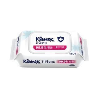 유한킴벌리 크리넥스안심물티슈 캡형 60매 생활용품 청소용품 위생용품 물티슈