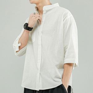 남자 데일리 린넨 셔츠 여름 차이나 카라 캐주얼 7부 남성티셔츠