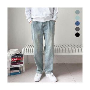 뒷밴딩 세미 와이드 핏 샌드워싱 데님팬츠 I5PC045