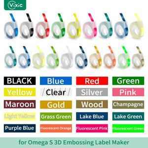 Vixic 1pcs 호환 Dymo 프린터 3D 엠보싱 테이프 12965 라벨 메이커 Omega S Labeller 용 9mm 플라스틱 교체