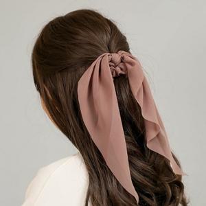슈슈앤 롱리본쉬폰 러블리 곱창밴드 머리끈(핑크)