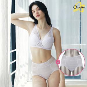 [1세트+팬티추가증정] 오모떼 ABCDE빅컵 프리미엄 에어글램 브라팬티 3종 세트/화이트