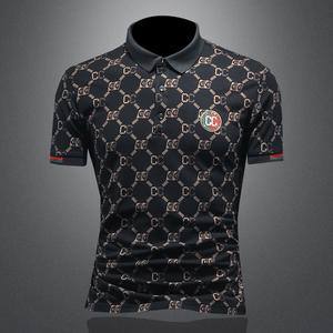 반팔 티셔츠 카라 남자 남성 레터 프린트 폴로 셔츠 2025 여름 슬림 피트 캐주얼 소셜 streetwear 의류