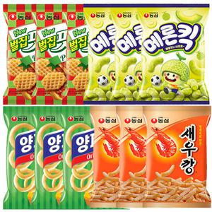 농심 새우깡 3봉+메론킥3봉+벌집핏자3봉+양파링3봉