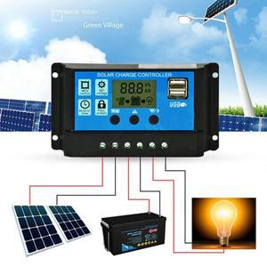 태양광 패널 컨트롤러 자동 배터리 충전 레귤레이터 PWM LCD 듀얼 USB PV 가정용 10A