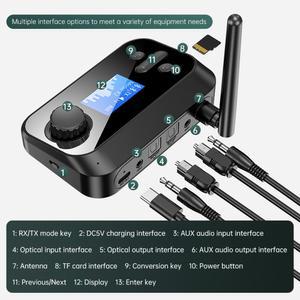 호환 송신기 바이패스 가능한 스테레오 수신기 스피커용 홈 디스플레이가 AUX TV 장착된 광 LCD Bluetooth5 1 조정 볼륨 입력/출력