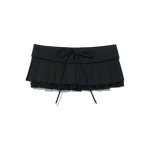 파르티멘토 PARTIMENTO WOMEN 턴오버 플리티드 랩 스커트 블랙