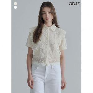 [ab.f.z/신상] 펀칭 레이스 프릴 카라 반팔 블라우스 (AFZ2MB62A)724711