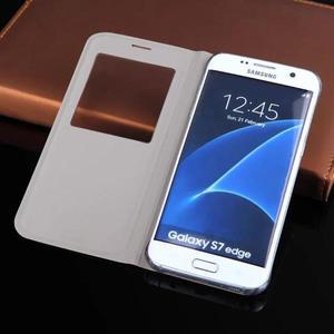 슬라이드 윈도우 뷰 케이스, 삼성 갤럭시 S7 엣지 S8 플러스 S8 + 플립 커버, 휴대폰 운반 가방, 펀다 코크