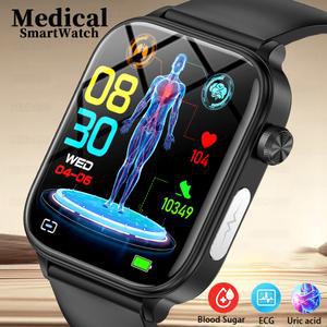 새로운 의료 등급 스마트 워치 남성 혈당 혈압 지질 및 요산 블루투스 통화 모션 건강 Smartwatch