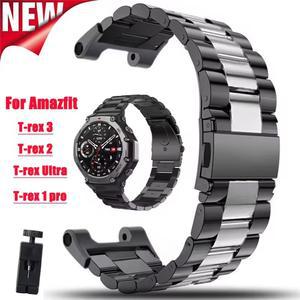 Amazfit T rex 2 3 용 스테인레스 스틸 밴드 Amazfit Trex Pro T Rex Tyrannosaurus Smartwatch 팔찌 용 울트라 시계 스트랩 금속