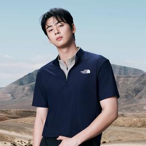 노스페이스 남자 등산 기능성 반집업 티셔츠 25SS 남성 아이스데이 반팔 집티 NT7KR00B NAV