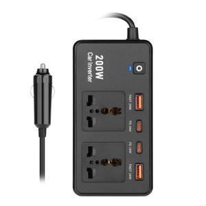 R3MD 휴대용 200W 자동차 인버터 DC12V에서 USB C 및 A와 AC220V 전원 컨버터