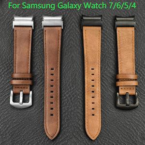 갤럭시 시계 7 6 5 4 40mm 44mm 6 클래식 43mm 47mm 시계 밴드 팔찌 갤럭시 시계 5Pro 45mm 용 간격 없음 가죽 스트랩