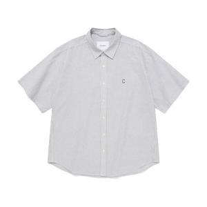 COVERNAT C 로고 옥스포드 스트라이프 하프 셔츠 그레이 CO2302SS02GR 1502096