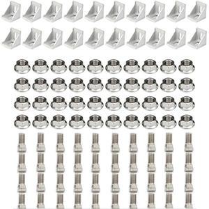 3030 알루미늄 프로파일 커넥터 세트: 20pcs 코너 브래킷 + M6 x 16mm T 볼트 나사 육각 플랜지
