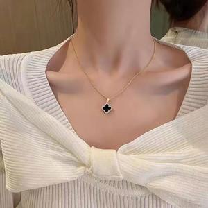 여성 플로럴 큐빅 클로머 포인트 목걸이