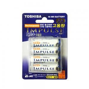 [Ni-MH 충전지]도시바 TOSHIBA 임펄스 TNH-3AH 4P AA사이즈 포장 4개입 1.2V 2550mAh 사은 품 충전기