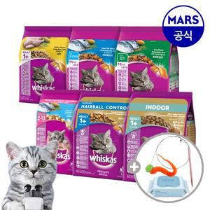 위스카스 포켓 건사료 3kg+고양이 낚시대+베베숲물티슈1팩