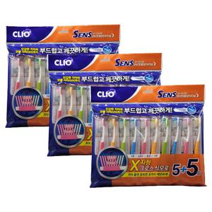 크리오 칫솔 센스인터덴탈 항균초극세모 5+5 3개 30입 부드러운 초극세모
