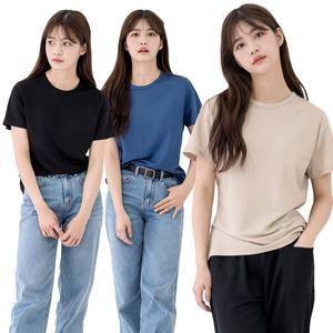 [우일]여성 여름 아이스 인견 쿨 무지 라운드넥 반팔 티셔츠 3컬러