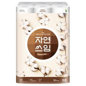 더 도톰한 자연쓰임 무형광 코튼 화장지 27미터 30롤