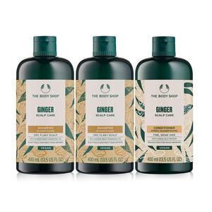 [더바디샵][2+1] 진저 스캘프 케어 대용량 샴푸&컨디셔너 400ML 세트 (샴푸2개+컨디셔너1개) (888161)
