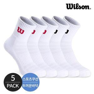 [윌슨] 여성 스포츠 쿠션 심플 발등메쉬 중목양말 5P_MX[31985893]