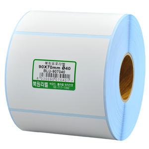 유포지 90X70mm 지관40mm 롤라벨 방수 냉동 냉장 BLU-907040