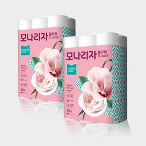 [모나리자] 플라워 2겹 40m 30롤 X 2팩 화장지 휴지 두루마리_JS
