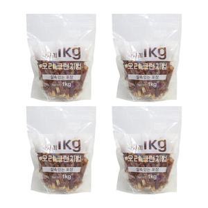 테비 사사미 1kg 오리 크런치껌 x4개 대용량 강아지간식