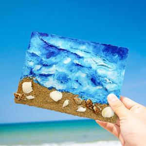 여름 바다 해변 소품 DIY 스컬프쳐점토 캔버스액자 조카선물 3D만들기 두뇌발달