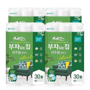 모나리자 부자되는집 내추럴 클래식 3겹 20M 30롤x4팩 /두루마리 휴지