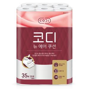 코디 에어쿠션 3겹 화장지 35M X 30롤 1개