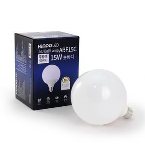 히포 LED 볼전구 15W 숏바디 주광색(6500K) 하얀불빛 ABF15C