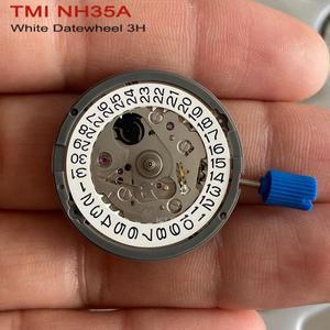 일본 정품 NH35/NH35A 고정밀 자동 기계식 무브먼트 화이트, 3 시 날짜 시계 무브 교체 키트