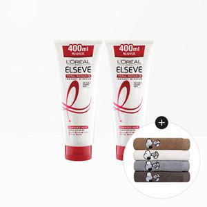 [로레알파리] 토탈리페어5 미라클 헤어팩 400ml 2개+스누피 타올 1장(랜덤)