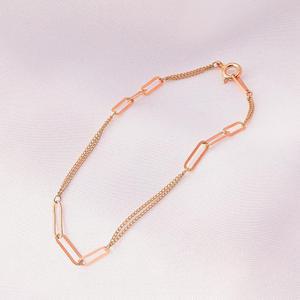 14K 18K 모던 클립 커브 체인 금 팔찌